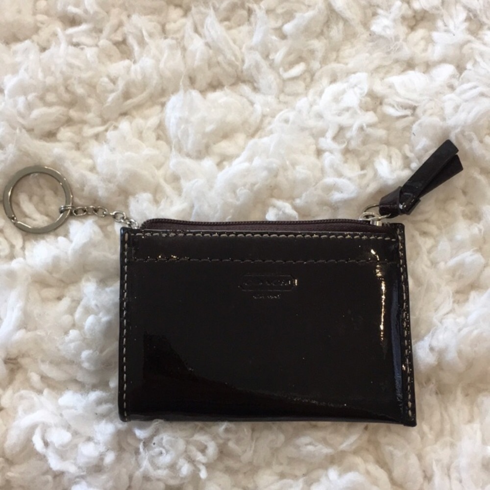 Coach patent keychain wallet cardholder